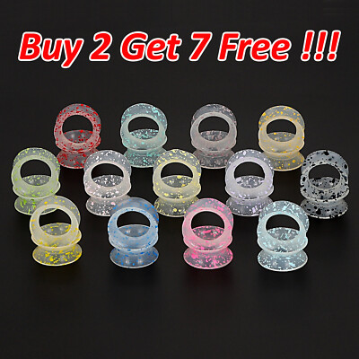 2pcs Colorful Ear Tunnel Plugs Ultra Thin Silicone Ear Gauges Plug Soft Jewelry