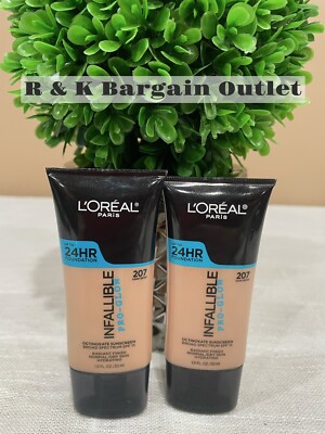 L Oreal Paris Infallible Pro-Glow Foundation 207 Sand Beige Lot of 2