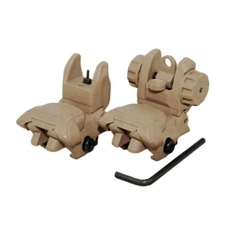 Tan Color Polymer Flip-up Back-down Front And Rear Sight Picatinny/Weaver Rail