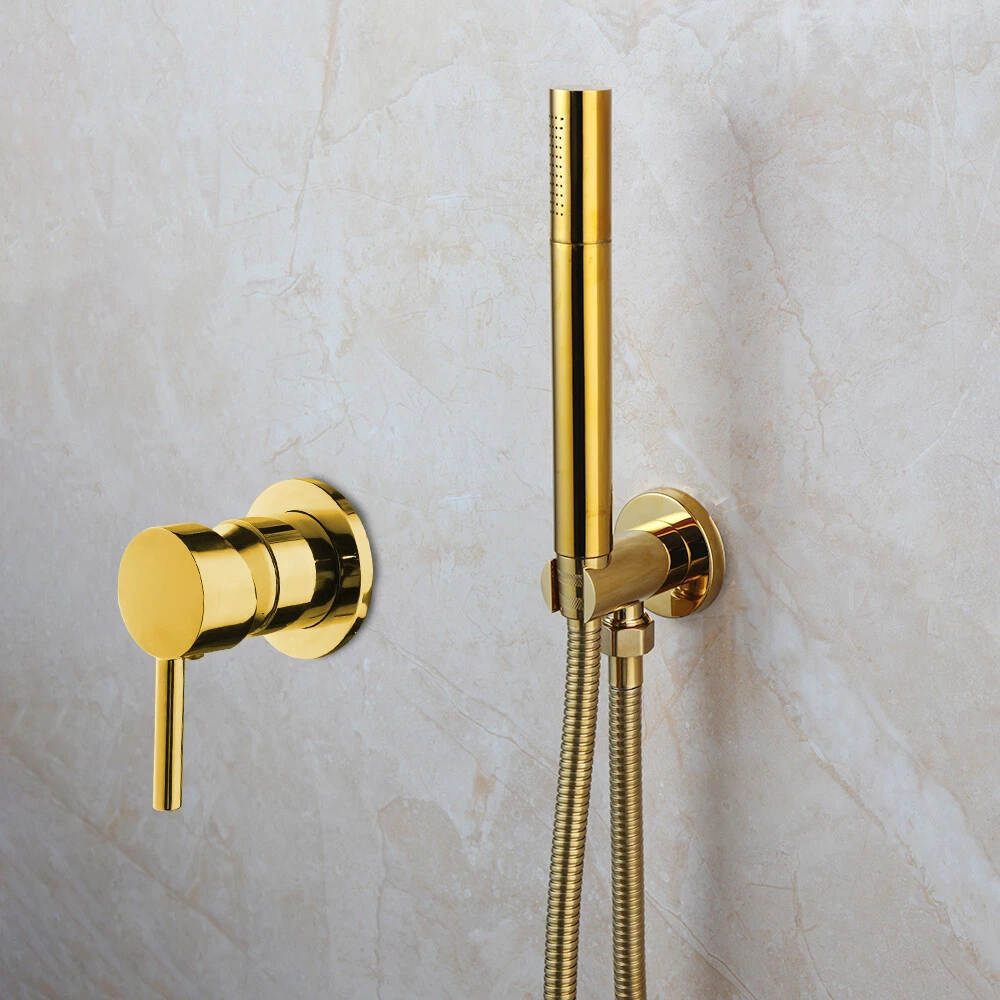 Polished Gold Shower Faucet Set Rain Handheld Spray Mixer Outdoor Wall Mount Tap
Opens in a new wind