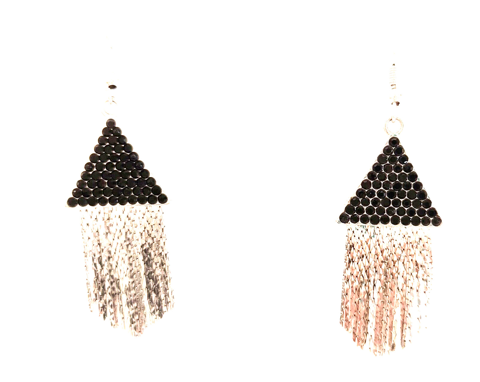 Art Deco Style Earrings sparkling Black and Shini… - image 17