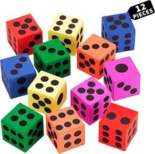 Big Foam Dice Set - 12-Pack Colorful Dice for Kids