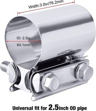 2.5 Inch Stainless Steel Butt Joint Exhaust Band Clamp Sleeve For Exhaust Pipes