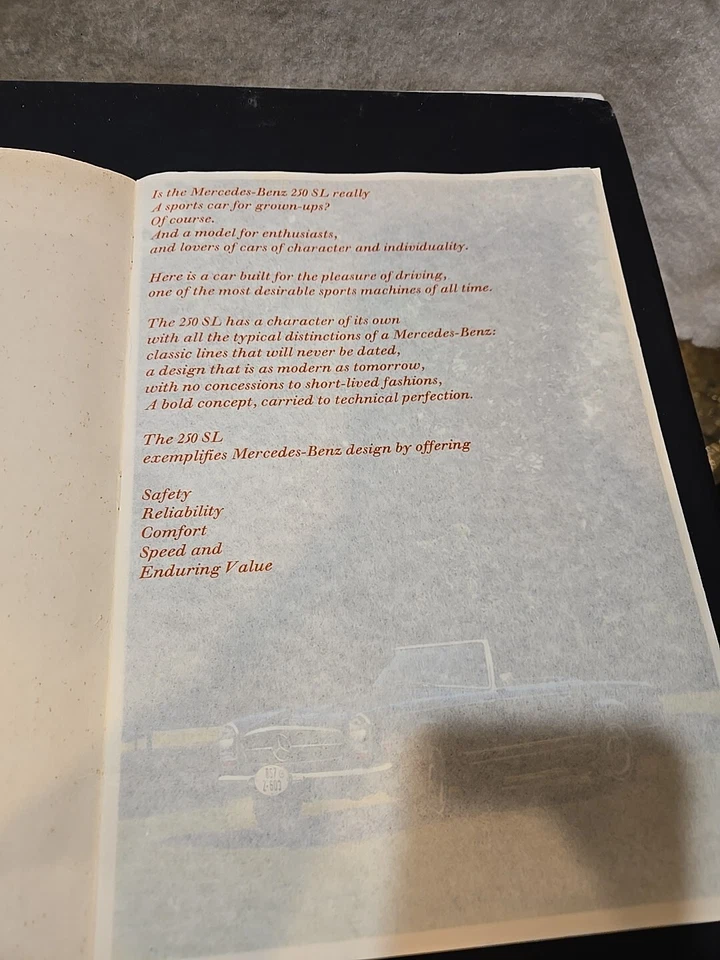 Винтаж 1967 MERCEDES BENZ ПРОДАЖИ БРОШЮРА · 250SL  - Изображение 4 из 4