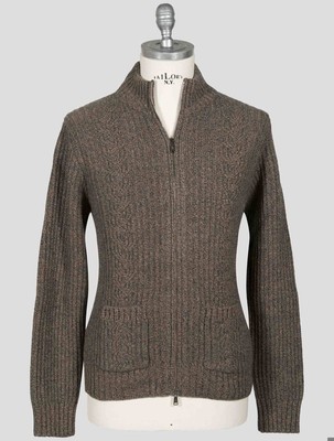 Fioroni Brown Wool Cashmere Sweater Full Zip FI709 Man