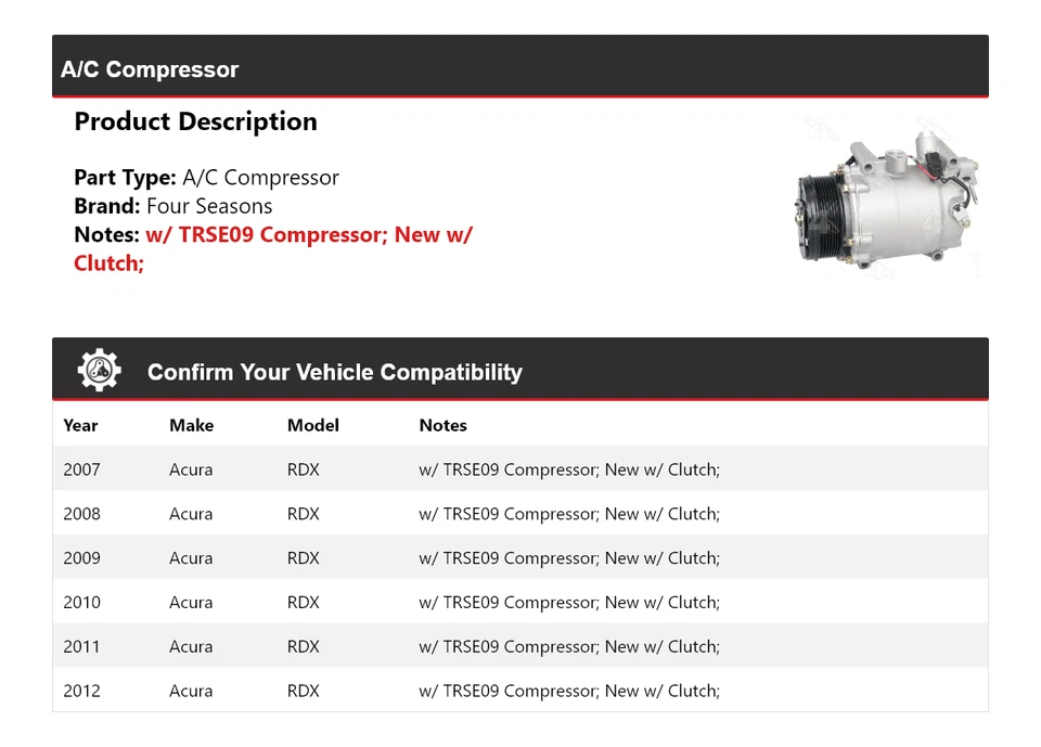 Компрессор кондиционера Acura RDX 2007-2012 4 сезона 2008 2009 2010 2011 - Изображение 2 из 4