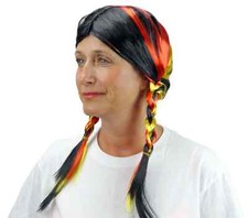 German,Flag Color,Black Red Gold,Fun,Party,Oktoberfest, WIG with Braids.Unisex