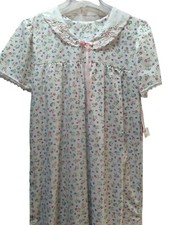 Carole vintage New Small S short sleeve floral long nightgown embroidered collar