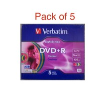 5 x VERBATIM DVD+R 4,7 GB 16x Lightscribe COLOUR 43658 dischi vuoti registrabili