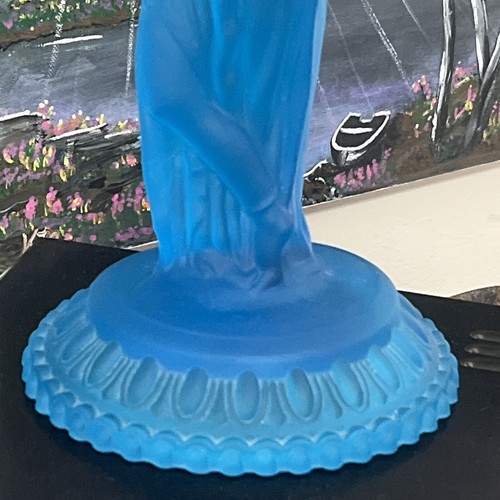 Fostoria Kerzenhalter Kerzenhalter Rebecca am Brunnen BLAU .. Satin mattiert - Bild 4 von 7