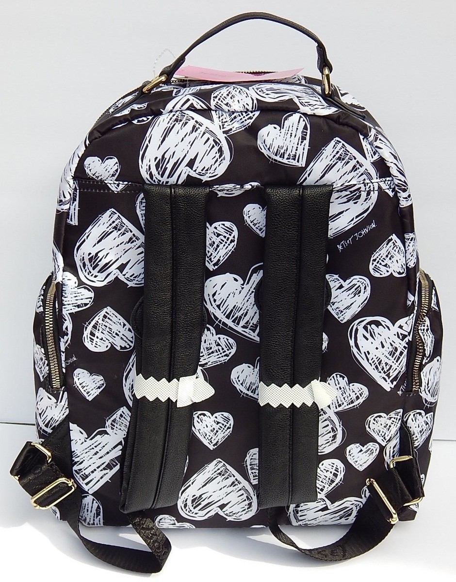 Betsey Johnson Elegant Black Heart-Embossed Women\'s Backpack Shop Betsey Johnson Women main image 4