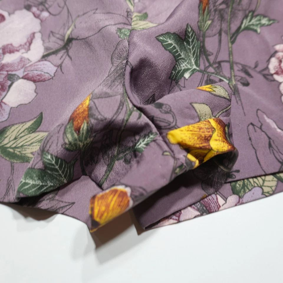 H&M Pantalones Cortos Mujer 2 Púrpura Diseño Floral Boho Cottagecore Verano Informal Día Salida Foto 4 de 4