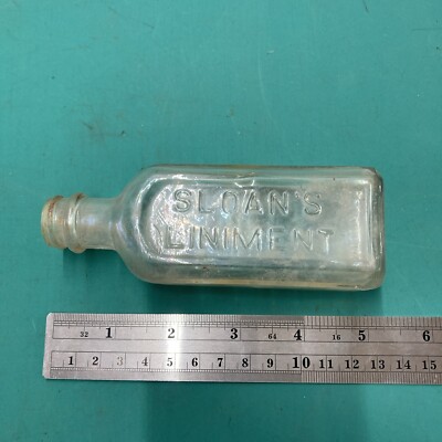 Antique Glass sloan's Liniment Medicine Bottle 5  Tall Screw Cap Top
