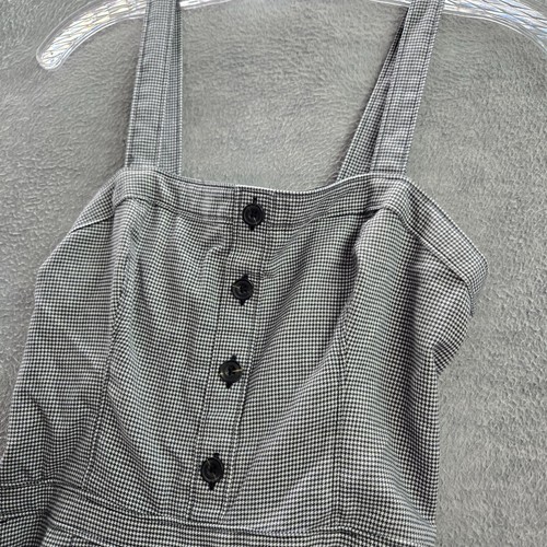 Abercrombie & Fitch Women Jumpsuit Small Gray Houndstooth Front Button Waist Tie - Picture 4 of 11