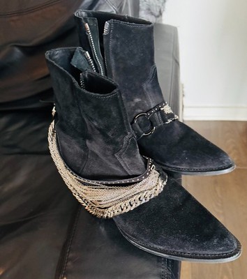 Amiri Western Chain Boots Black Suede  Men size 42 (US 9)