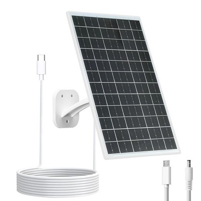 VUEBEE 13W Solar Panel for Outdoor Security Cameras, USB-C, Micro 13W-White 