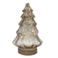 Led Glas Tannenbaum Braun Ca. 19,5 Cm Weihnachten Tischdeko Advent