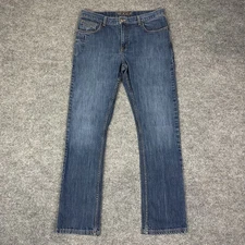 Kimes Ranch Roger Jeans Mens 35x32 Blue Dark Wash Denim Mid Low Rise Slim Fit