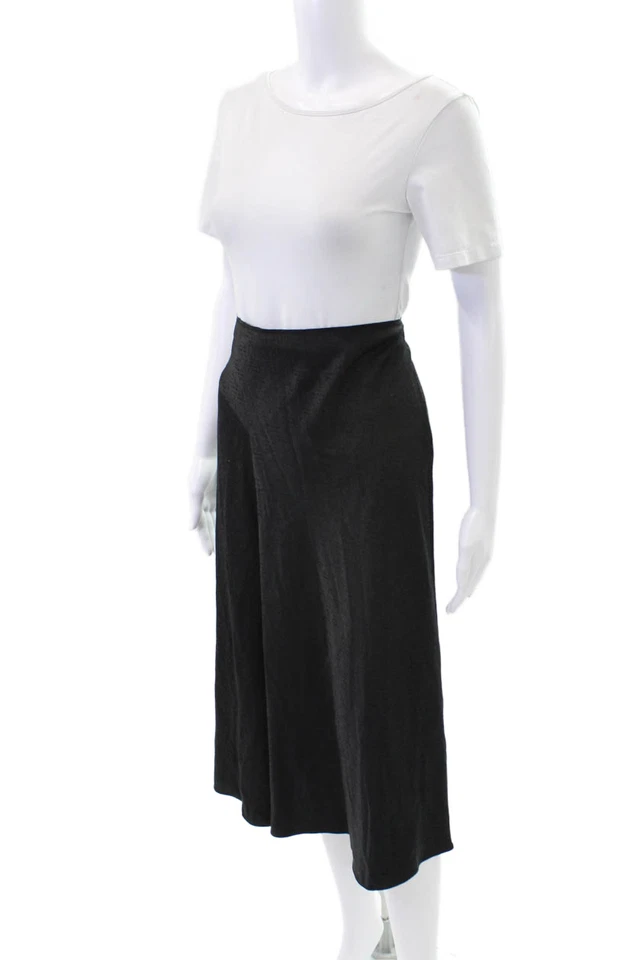 Rag & Bone Womens Printed Zip Back A-Line Skirt Solid Black Size 6 - Image 2 of 4