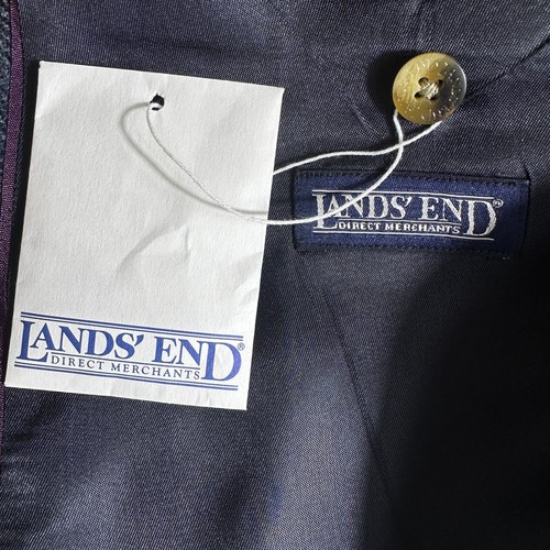 LANDS END Vintage Mans Blazer Sport coat Two button jacket 42R TWEED WOOL Navy - Picture 11 of 13