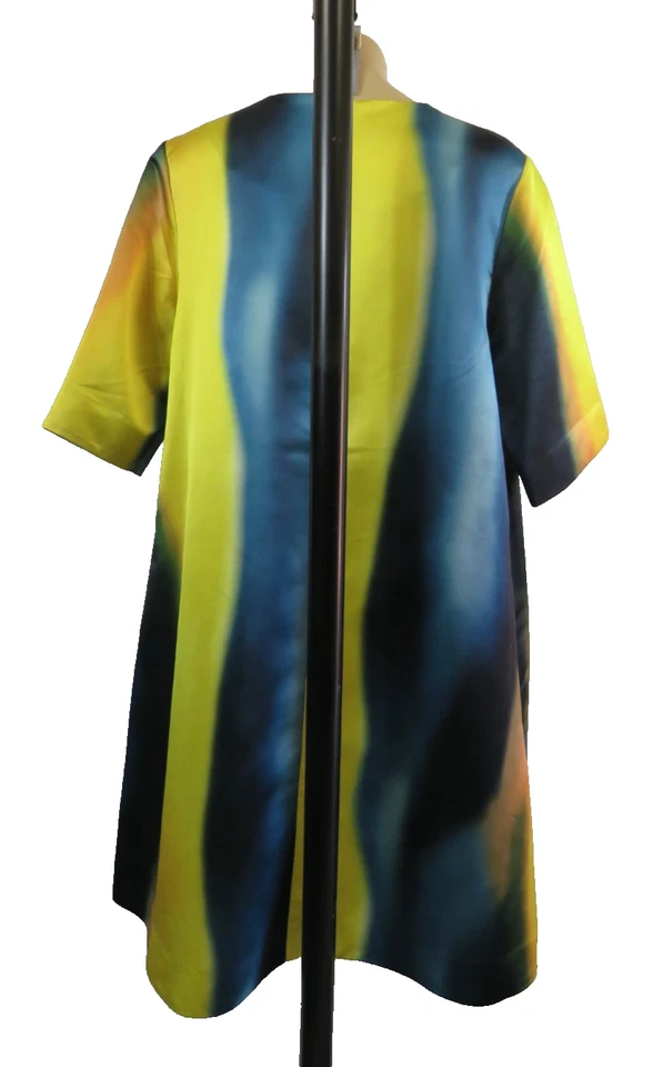 COS Womens Size 12 M 40 Dress Satin Short Sleeve Pockets Midi Shift Oversized - image 4 of 4