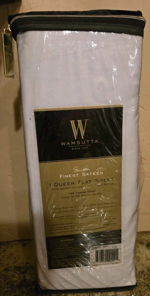 Nueva sábana plana plateada Wamsutta 725 TC supina algodón queen satén Foto 2 de 3