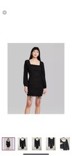Target Wild Fable Black Long Sleeve Mini Dress Cinched Tie Hem Size M Goth