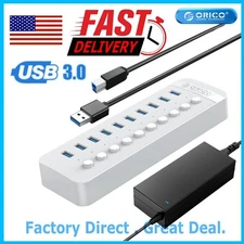 ORICO Industrial USB 3.0 HUB 10 Port OTG Splitter w/ On/Off Switch for Laptop PC