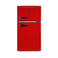 MONTPELLIER MAB2035ER 45CM WIDE UNDERCOUNTER RETRO FRIDGE FREEZER IN RED