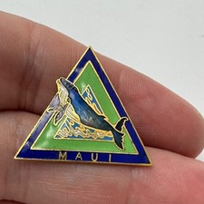 Vintage Maui Hawaii Humpback Whale Triangle Logo Lapel Pin Souvenir Travel