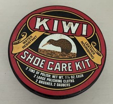 KIWI Tin, Large Classic Shoe Care Kit Decorative Tin Brushes Polish No Clothes
