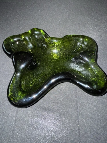 Blenko Freeform Amoeba Green Art Glass Ashtray Trinket '52 Winslow 966 MCM 8x6x1