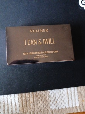 Realher I Can I Will Matte Liquid Lipstick/Lip Gloss/Lip Liner Set Mauve New Box