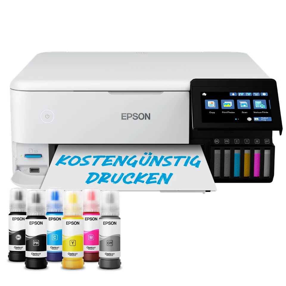 Epson Drucker EcoTank ET-8500 3-in-1 Multifunktionsgerät, Photodrucker A4, WIFI