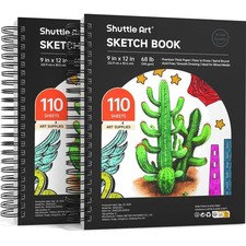 9x12  Sketchbook, 220 Sheets Total, Pack of 2110 Sheets Each, 68lb/100gsm Thi...