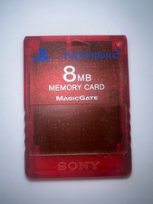 Sony PlayStation 2 Memory Card MagicGate 8 MB Transparent Red used, working 