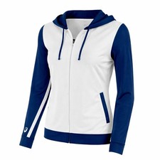 ASICS 302744 Womens LANI Jacket White Navy Medium Nwt A200 Excellent New