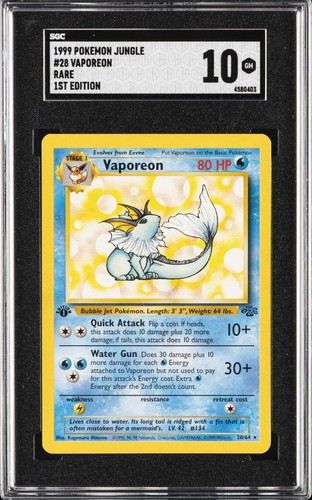 Vaporeon (1st Edition) graded SGC 10 for sale on eBay