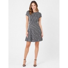 Stella McCartney Dress Women's 36 XS Herringbone Tweed Knit Fit and Flare Gray 