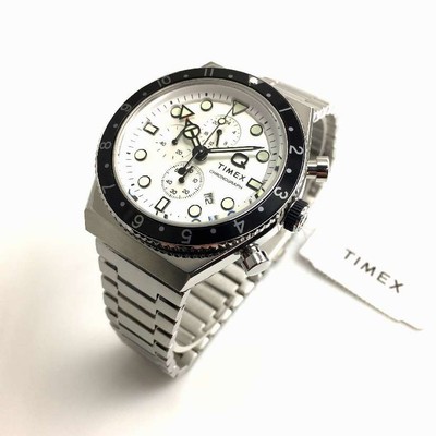 Men's Timex Q Three Time Zone Chronograph 40mm Watch TW2V69900