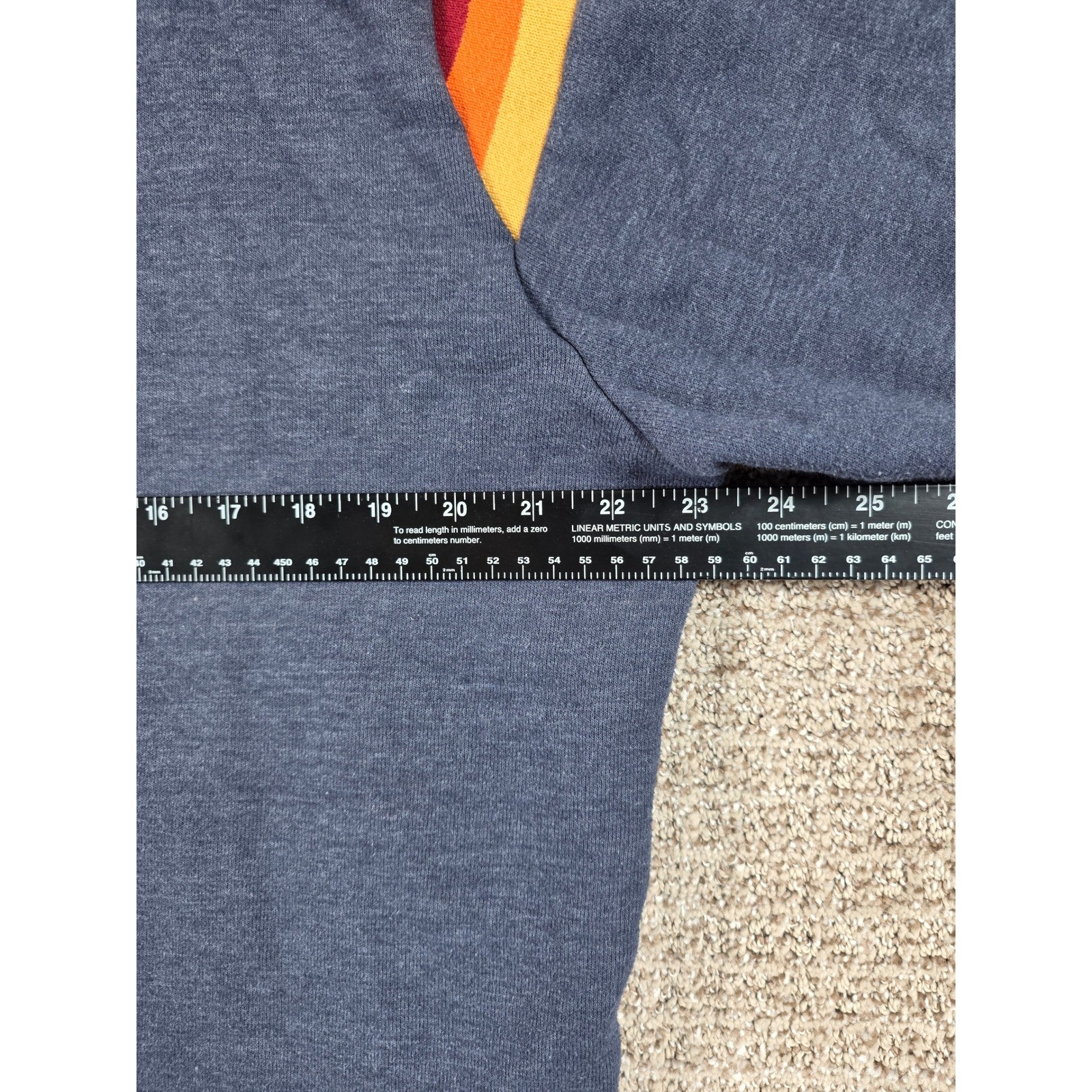 Marine Layer Banks Mens Blue Pullover Hoodie Rainbow Stripe Fleece Lined Medium