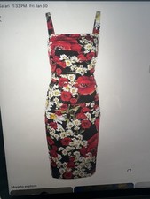 Dolce And Gabbanna Poppy And Daisy Silk Ruched Dress Size IT46