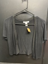White House Black Market Black Cropped Open Front Cardigan Size M