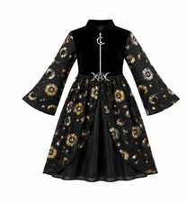 Spirit Halloween Kids Medium Celestial Witch Costume Black Moon Stars Velvet M