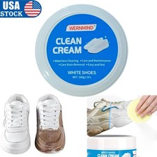 White.Shoe-Cleaner Cream,Multipurpose No-Wash Solid Comes with Sponge