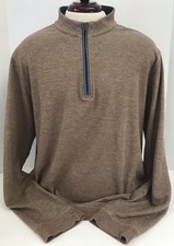 Johnnie-O Tan Brown Camel Sully Heathered Pullover 1/4 Zip Men's XL Logo-Read 