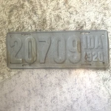Hard to find 1920 IDAHO LICENSE PLATE - # 20709