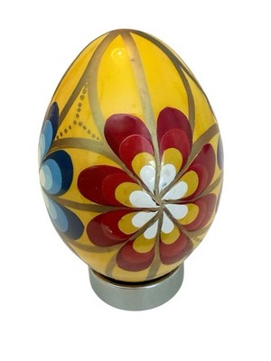 Pysanka Wooden Polish Easter Egg Art Hand Painted Flowers Multicolor
