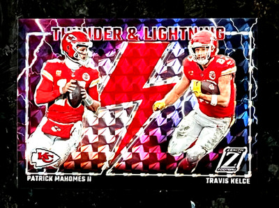 2023 Panini Zenith THUNDER & LIGHTNING Patrick Mahomes II Travis Kelce Purple 12