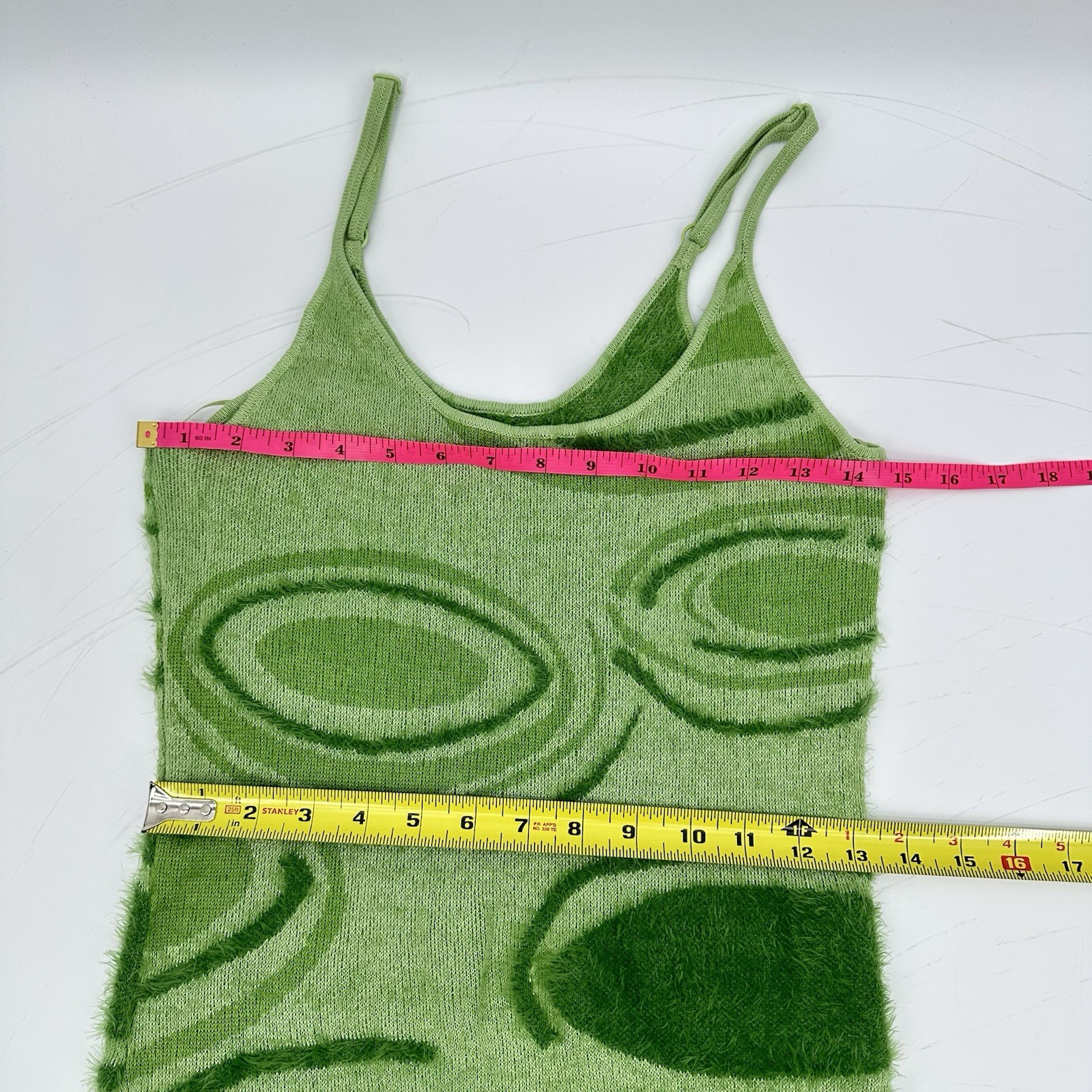 House of Sunny Hockney Dress Sz 4 Blogger Fav Green Abstract Fuzzy Knit Resort